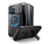 Dexnor per iPhone 15 Pro Cover con Copertura Scorrevole per Fotocamera, Supporto Regolabile e Protezione per la Privacy Dello Schermo, Copertura Protettiva Magnetica Resistente - Nero