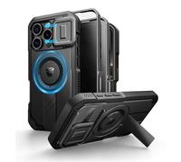 Dexnor per iPhone 16 Pro Cover con Copertura Scorrevole per Fotocamera, Supporto Regolabile e Protezione per la Privacy Dello Schermo, Copertura Protettiva Magnetica Resistente - Nero