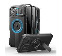 Dexnor per iPhone 16 Pro Max Cover con Copertura Scorrevole per Fotocamera, Supporto Regolabile e Protezione per la Privacy Dello Schermo, Copertura Protettiva Magnetica Resistente - Nero