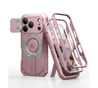 Dexnor per Magnetica Cover iPhone 17 Pro con Fotocamera Copertura Scorrevole & Supporto Pieghevole & Protezione Schermo Integrata, Resistente Robuste Protezione Custodie - Polvere Peonia