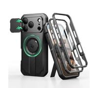 Dexnor per Magnetica Cover iPhone 17 Pro con Fotocamera Copertura Scorrevole & Supporto Pieghevole & Protezione Schermo Integrata, Resistente Robuste Protezione Custodie - Nero