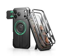 Dexnor per Magnetica Cover iPhone 17 Pro Max con Fotocamera Copertura Scorrevole & Supporto Pieghevole & Protezione Schermo Integrata, Resistente Robuste Protezione Custodie - Nero