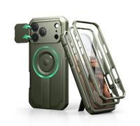 Dexnor per Magnetica Cover iPhone 17 Pro Max con Fotocamera Copertura Scorrevole & Supporto Pieghevole & Protezione Schermo Integrata, Resistente Robuste Protezione Custodie - Verde Militare