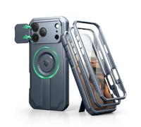 Dexnor per Magnetica Cover iPhone 17 Pro Max con Fotocamera Copertura Scorrevole & Supporto Pieghevole & Protezione Schermo Integrata, Resistente Robuste Protezione Custodie - Blu Marino