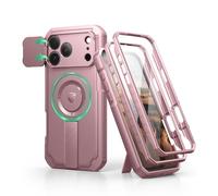 Dexnor per Magnetica Cover iPhone 17 Pro Max con Fotocamera Copertura Scorrevole & Supporto Pieghevole & Protezione Schermo Integrata, Resistente Robuste Protezione Custodie - Polvere Peonia