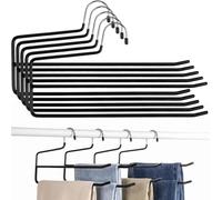 Dexpally 5 Pezzi Grucce Pantaloni Salvaspazio,Appendini per Pantaloni,Grucce per Pantaloni in Metallo con 2 barre, per jeans, asciugamani, sciarpe.