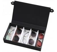 Dexpally Custodia per Occhiali Multiuso Portaocchiali con 5 Scomparti Organizer Porta Occhiali da Sole e Vista con Coperchio per Gioielli e Comò, Armadio, Viaggio (Nero)