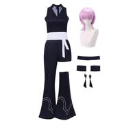 DEXSHUN Costume in poliuretano per cosplay, anime, Halloween, stile cartone | Collant e calze cugino, top senza maniche con scollo a V, pantaloni a campana, giochi di ruolo per Halloween, carnevale