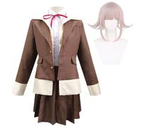 DEXSHUN Nanami Chiaki Cosplay Giacca Uniforme Donna Anime Gioco di Ruolo | Nanami Chiaki, giacca marrone, personaggio del gioco anime, uniforme da ragazza, per Halloween, cosplay, S-XXL