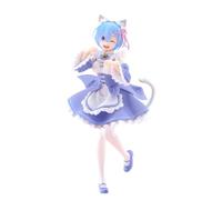 DEXSHUN Rem Figura Anime Re:0 Carina Gatta Donna Cameriera Modello Blu Stile PVC Animale Figure Merch Decorazione Desktop Regalo 18 cm