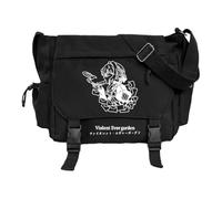DEXSHUN Violet Evergarden Borsa a tracolla da donna Giapponese Messenger Bag Carino Anime Carattere Personaggio Viola Evergarden Stampa Borsa Grande Capacità Scuola Teens Borsa a Tracolla, Nero