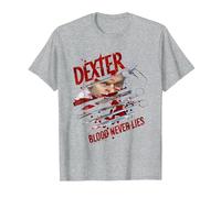 Dexter Blood Never Lies Maglietta, Uomo, Grigio Melange, M