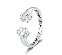 Deyanse Anello da abbraccio da donna, in argento, a forma di cuore/cane/angelo/paw/mamma baby, anello da abbraccio con incisione, anello dell'amicizia aperto con zirconi, regalo con biglietto di