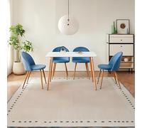 DEYARNA HOME Set di Mobili per Sala da Pranzo, Set da Pranzo da 5 Pezzi, Tavolo da Pranzo con 4 Sedie in Velluto, Set di Mobili Salvaspazio (Blu+Bianco), 110 * 70 * 74cm