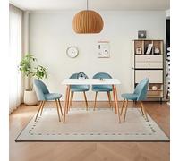 DEYARNA HOME Set di Mobili per Sala da Pranzo, Set da Pranzo da 5 Pezzi, Tavolo da Pranzo con 4 Sedie in Velluto, Set di Mobili Salvaspazio (Verde+Bianco), 110 * 70 * 74cm