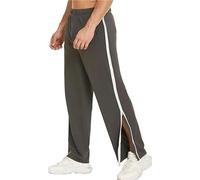 Deyeek - Pantaloni da uomo con cerniera a tutta lunghezza, da jogging, da allenamento, per il tempo libero, sportivi, con tasche, grigio., S/M