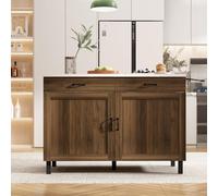 DEZAGCE Isola cucina con piano di lavoro, armadio da cucina con cassetti, tavolo da isola centrale con 2 ante e 2 cassetti, armadio a buffet, marrone e bianco, 120 x 60 x 85 cm, MDF