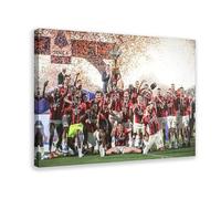 DEZARO Poster su tela, motivo: Milan Champions Serie A 2022, decorazione per camera da letto, stile sportivo, per ufficio, camera, regalo, con cornice, 60 x 90 cm