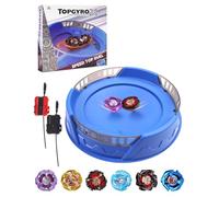 DEZAWRTY X Trottola Stadio Set da Battaglia con X Acceleration Rail, 6 trottole giocattolo e 2 lanciatori e 1 arena, arena da combattimento per bambini dai 6 anni in su, gioco Battling Xtreme, blu