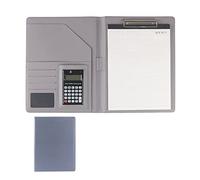Deze eenvoudige en elegante aktetas biedt zelfvert Cartella portablocco in similpelle A4 con tasca portaoggetti - Multicolore - Opzioni calcolatrice(Light Grey,12-digit calculator)