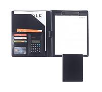 Deze eenvoudige en elegante aktetas biedt zelfvert Cartella portablocco in similpelle A4 con tasca portaoggetti - Multicolore - Opzioni calcolatrice(Black,8-digit calculator)