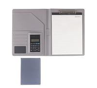 Deze eenvoudige en elegante aktetas biedt zelfvert Cartella portablocco in similpelle A4 con tasca portaoggetti - Multicolore - Opzioni calcolatrice(Light Grey,8-digit calculator)