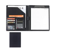 Deze eenvoudige en elegante aktetas biedt zelfvert Cartella portablocco in similpelle A4 con tasca portaoggetti - Multicolore - Opzioni calcolatrice(Black,12-digit calculator)