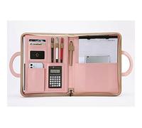 Deze eenvoudige en elegante aktetas biedt zelfvert Cartella portadocumenti con cerniera A4 in pelle PU multicolore con opzioni di calcolo(Brown,12-digit calculator)