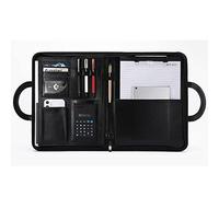 Deze eenvoudige en elegante aktetas biedt zelfvert Cartella portadocumenti con cerniera A4 in pelle PU multicolore con opzioni di calcolo(Black,8-digit calculator)