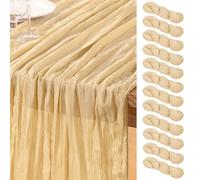 DeZerlor Runner da tavola in garza color oro champagne, confezione da 12 runner pasquali primaverili in garza bohémien, 300 cm, decorazione da tavolo per matrimoni, feste di baby shower