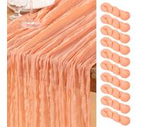 DeZerlor Runner da tavola in garza color pesca, confezione da 10 runner pasquali primaverili in garza bohémien, 300 cm, decorazione da tavolo per matrimoni, feste di baby shower