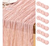 DeZerlor Runner da tavola in garza rosa, confezione da 6 runner pasquali primaverili in garza bohémien, 300 cm, colore rosa chiaro, decorazione da tavolo per matrimoni, feste di baby shower