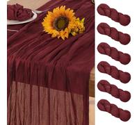 DeZerlor Runner da tavola in garza rosso bordeaux, confezione da 6 runner pasquali primaverili in garza boho, 300 cm, decorazione da tavolo per matrimoni, feste di baby shower