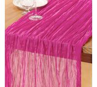 DeZerlor Runner da tavolo in stoffa di garza rosa intenso primavera runner da tavolo pasquale boho 304,8 cm runner in garza fucsia per decorazione tavolo per matrimonio doccia nuziale festa per