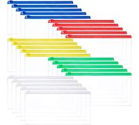 DEZHI 50 Pezzi Buste in plastica con Zip File Portafoglio Impermeabile Borsa Porta Banconote Astuccio per Lettere Formato Lettera (5 Colori)