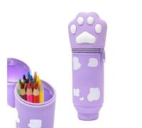 DEZP 1 Pezzi Kawaii Astuccio Scuola Per Legami Penna 2 In 1 In Morbido Silicone, 18.5 * 6.5 Cm Tema Zampa Di Gatto, Portapenne Da Tavolo, Chiusura Con Cerniera, Penne Pastelli Pennarelli (Viola,C)