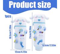 DEZP 1 Pezzi Kawaii Astuccio Scuola Per Legami Penna 2 In 1 In Morbido Silicone, 18.5 * 6.7 Cm Tema Cartone Animato, Portapenne Da Tavolo, Chiusura Con Cerniera, Penne Pastelli Pennarelli (blu,C)