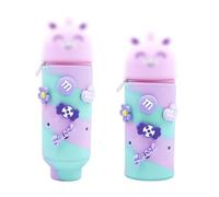 DEZP 1 Pezzi Kawaii Astuccio Scuola Per Penna 2 In 1 In Morbido Silicone, 18.5 * 6.5 Cm Tema Animali, Portapenne Da Tavolo, Chiusura Con Cerniera, Penne Pastelli Pennarelli (unicorno,H)