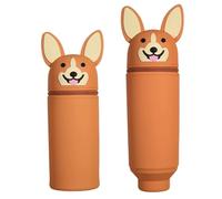 DEZP Kawaii Astuccio Scuola Per Legami Penna 2 In 1 In Morbido Silicone, 18.5 * 6.5 Cm Serie Animali, Portapenne Da Tavolo, Chiusura Con Cerniera,Astuccio Per Penne Cancellabili (Cucciolo,A)