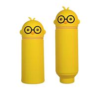 DEZP Kawaii Astuccio Scuola Per Legami Penna 2 In 1 In Morbido Silicone, 18.5 * 6.5 Cm Serie Animali, Portapenne Da Tavolo, Chiusura Con Cerniera,Astuccio Per Penne Cancellabili (Anatra,F)
