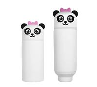 DEZP Kawaii Astuccio Scuola Per Legami Penna 2 In 1 In Morbido Silicone, 18.5 * 6.5 Cm Serie Animali, Portapenne Da Tavolo, Chiusura Con Cerniera,Astuccio Per Penne Cancellabili (panda,G)