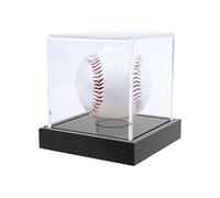Dezzhou Basamento acrilico della vetrina del baseball con la scatola dei cubi della base di legno per il collezionista e i fan cubo trasparente