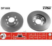 DF1609 TRW Discofreno per BEDFORD,BUICK (SGM),CHEVROLET,CHEVROLET (SGM),DAEWOO,F