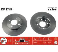 Disco freno TRW DF1745 anteriore, pieno, altamente carbonizzato, 1 Pezzo
