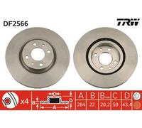 DF2566 TRW Discofreno per ABARTH,ALFA ROMEO,CHRYSLER,FIAT,LANCIA
