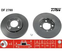 DF2780 TRW Discofreno per SEAT,VW