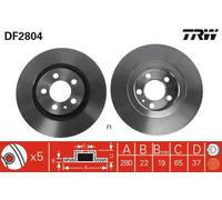DF2804 TRW Discofreno per AUDI,SEAT,SKODA,VW,VW (FAW),VW (SVW),ZHONGHUA (BRILLIA