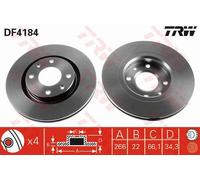 DF4184 TRW DISCHI FRENO (2PZ) CITROEN C2 1.4 HDI 03-