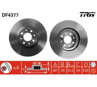 DF4377 TRW Discofreno per ALFA ROMEO,CHRYSLER,FIAT,LANCIA