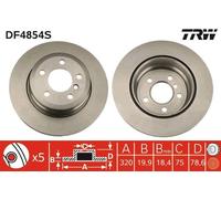 Disco freno TRW DF4854S posteriore, ventilato, altamente carbonizzato, 1 Pezzo